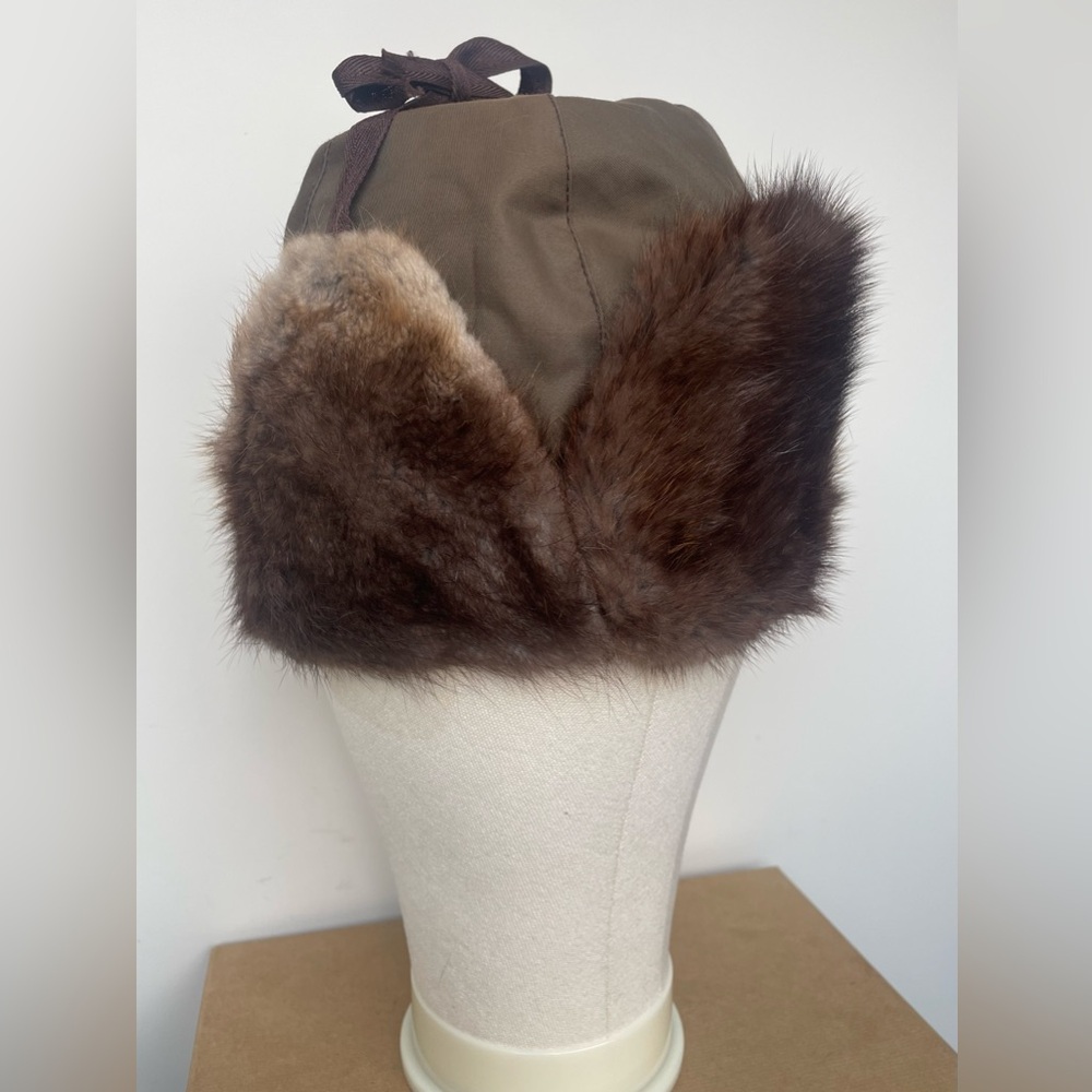 Fur trim trapper hat - Size 7 1/4